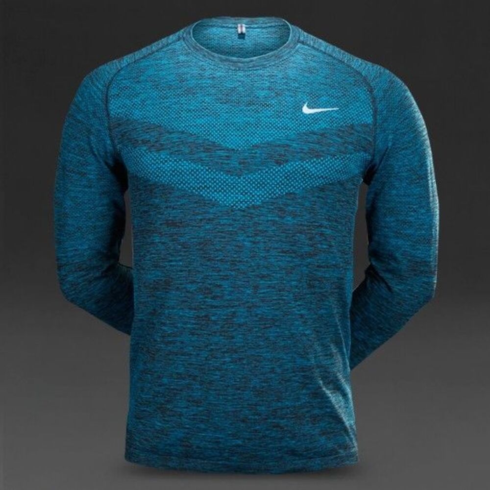 Nike Dri-Fit Blue Lagoon Running Shirt Long Sleeve Shirt 642124-408 (M) Good